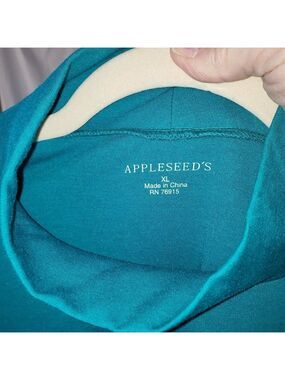 Ladies APPLESEEDS Mock Turtleneck in Teal - XL